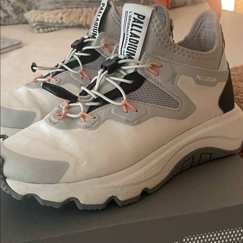 Palladium White and Gray Athletic Shoes